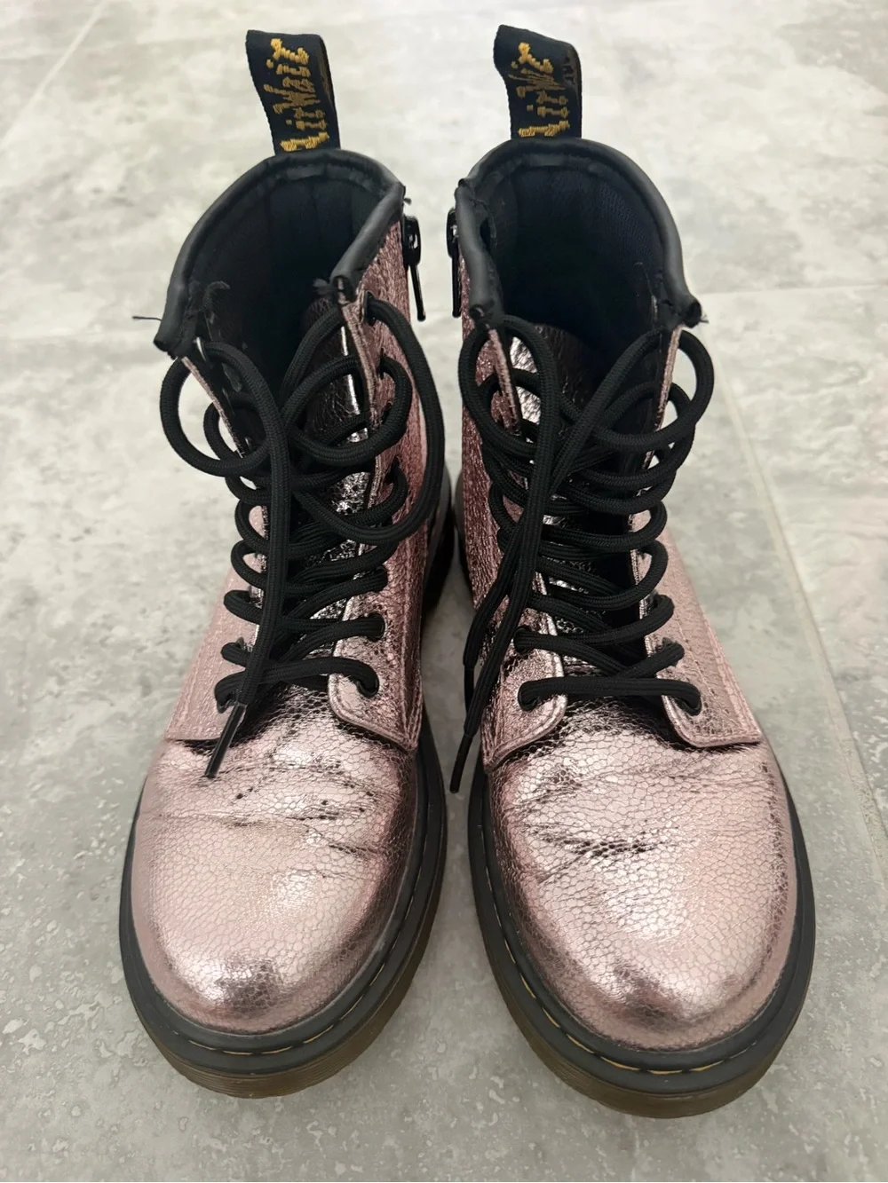 Dr Martens Metallic Pink Lace-Up Combat Boots